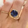5.6ct Cushion Cut Tanzanite Blue Sapphire Cocktail Ring