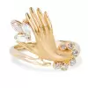 Marquise Cut Vintage Sandblasted Love Hand Promise Ring