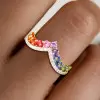 3ctw Multicolor Sapphire Crown Rainbow Promise Ring