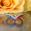 3ctw Multicolor Sapphire Crown Rainbow Promise Ring