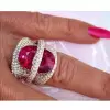 12ct Oval Cut Vivid Red Ruby Bold Cocktail Ring