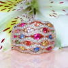Round Cut Multicolor Sapphire Rainbow Cocktail Ring
