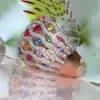 Round Cut Multicolor Sapphire Rainbow Cocktail Ring