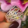 Round Cut Multicolor Sapphire Rainbow Cocktail Ring