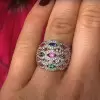 Round Cut Multicolor Sapphire Rainbow Cocktail Ring