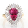 3ct Pear Cut Ruby European Shank Vintage Halo Cocktail Ring