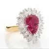 3ct Pear Cut Ruby European Shank Vintage Halo Cocktail Ring