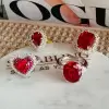 3ct Pear Cut Ruby European Shank Vintage Halo Cocktail Ring