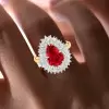 3ct Pear Cut Ruby European Shank Vintage Halo Cocktail Ring