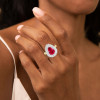 3ct Pear Cut Ruby European Shank Vintage Halo Cocktail Ring