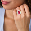 3ct Pear Cut Ruby European Shank Vintage Halo Cocktail Ring