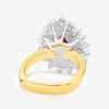 3ct Pear Cut Ruby European Shank Vintage Halo Cocktail Ring
