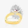3ct Pear Cut Ruby European Shank Vintage Halo Cocktail Ring
