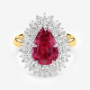 3ct Pear Cut Ruby European Shank Vintage Halo Cocktail Ring