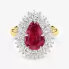3ct Pear Cut Ruby European Shank Vintage Halo Cocktail Ring