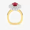 3ct Pear Cut Ruby European Shank Vintage Halo Cocktail Ring