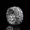 10ctw Round and Marquise Cut Three-Row Bold Wedding Band