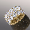 10ctw Round and Marquise Cut Three-Row Bold Wedding Band