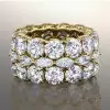 10ctw Round and Marquise Cut Three-Row Bold Wedding Band