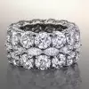 10ctw Round and Marquise Cut Three-Row Bold Wedding Band