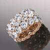 10ctw Round and Marquise Cut Three-Row Bold Wedding Band