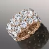 10ctw Round and Marquise Cut Three-Row Bold Wedding Band