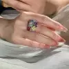 Nature-inspired Multicolor Sapphire Flower Cluster Cocktail Ring