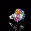 Nature-inspired Multicolor Sapphire Flower Cluster Cocktail Ring