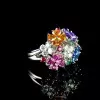 Nature-inspired Multicolor Sapphire Flower Cluster Cocktail Ring