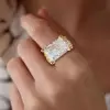 9ct Radiant Cut White Sapphire High Profile Engagement Ring
