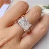 9ct Radiant Cut White Sapphire High Profile Engagement Ring