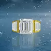 6ct Emerald Cut Two Tone Modern Engagement Ring