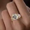 6ct Emerald Cut Two Tone Modern Engagement Ring