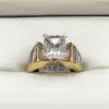 6ct Emerald Cut Two Tone Modern Engagement Ring