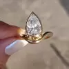 3ct Pear Cut Curved Shank Modern Simple Engagement Ring