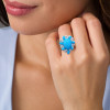 6ct Pear Cut Turquoise Vintage Halo Cocktail Ring