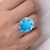 6ct Pear Cut Turquoise Vintage Halo Cocktail Ring