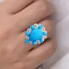 6ct Pear Cut Turquoise Vintage Halo Cocktail Ring
