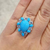 6ct Pear Cut Turquoise Vintage Halo Cocktail Ring