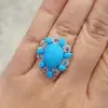6ct Pear Cut Turquoise Vintage Halo Cocktail Ring