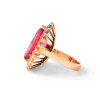 13ct Oval Cut Ruby Rainbow Halo Cocktail Ring