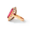 13ct Oval Cut Ruby Rainbow Halo Cocktail Ring