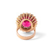 13ct Oval Cut Ruby Rainbow Halo Cocktail Ring