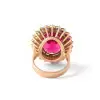 13ct Oval Cut Ruby Rainbow Halo Cocktail Ring