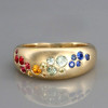 Flush Set Cluster Multicolor Sapphire Rainbow Ring