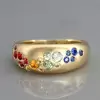 Flush Set Cluster Multicolor Sapphire Rainbow Ring
