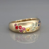 Flush Set Cluster Multicolor Sapphire Rainbow Ring