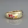 Flush Set Cluster Multicolor Sapphire Rainbow Ring