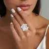 4ctw Round Cut Cluster Flower Cocktail Ring