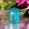 14ct Emerald Cut Blue Paraiba Vintage Cocktail Ring